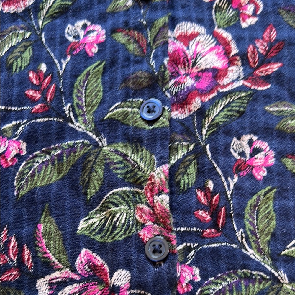 Torrid Blue and Pink Floral Cold Shoulder 3/4 Sleeve Blouse EUC 2X - Picture 9 of 11